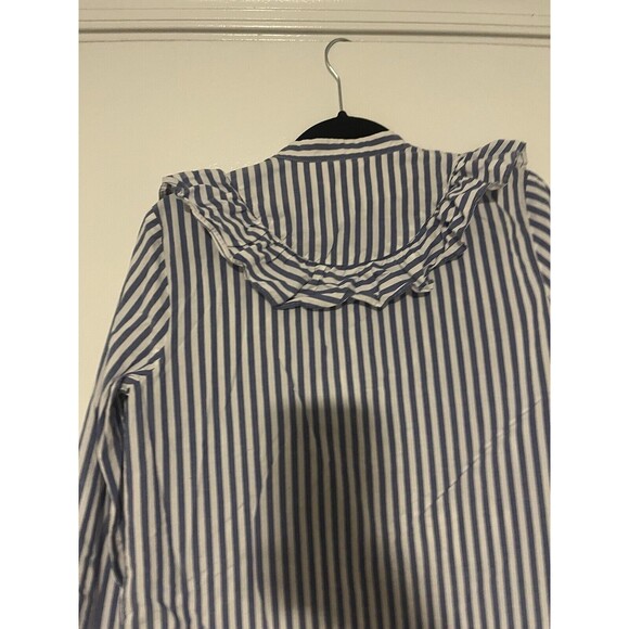 Madewell Whitney Striped Ruffle Blouse M Blue White - Picture 7 of 11